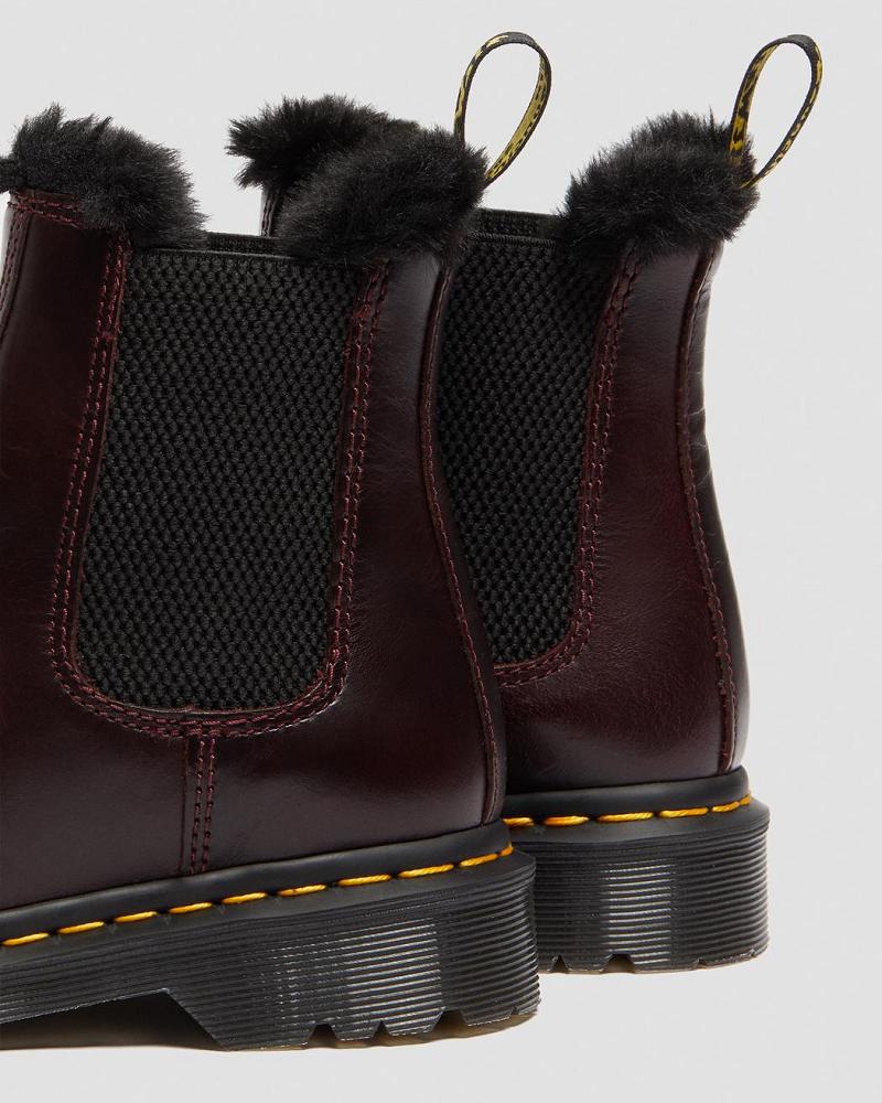 Women's Dr Martens 2976 Leonore Faux Fur Lined Ankle Boots Burgundy | AU 29PJJ